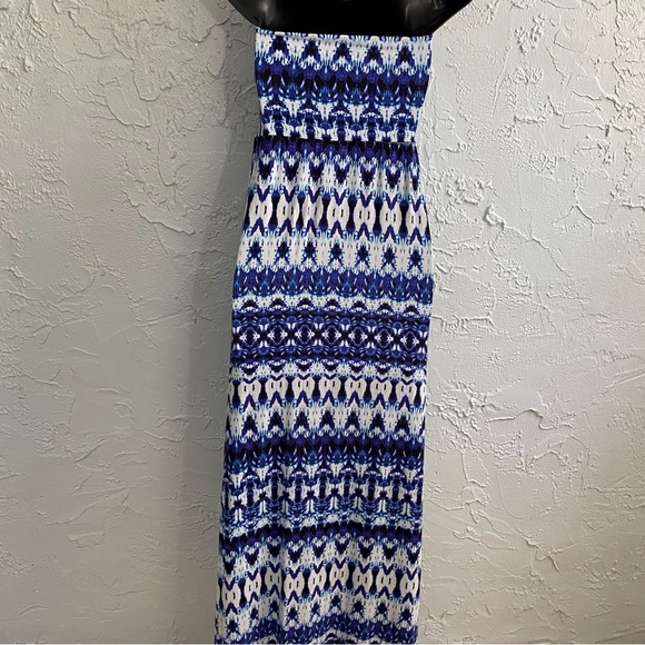 Cynthia Rowley Tie Dye Blue White Convertible Maxi Dress Small Rayon BohoCore - Picture 4 of 6